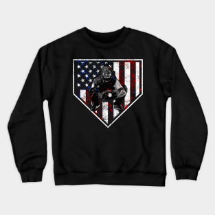 Baseball Catcher Home Plate American Flag Patriotic Baseball Catcher Shirt Crewneck Sweatshirt